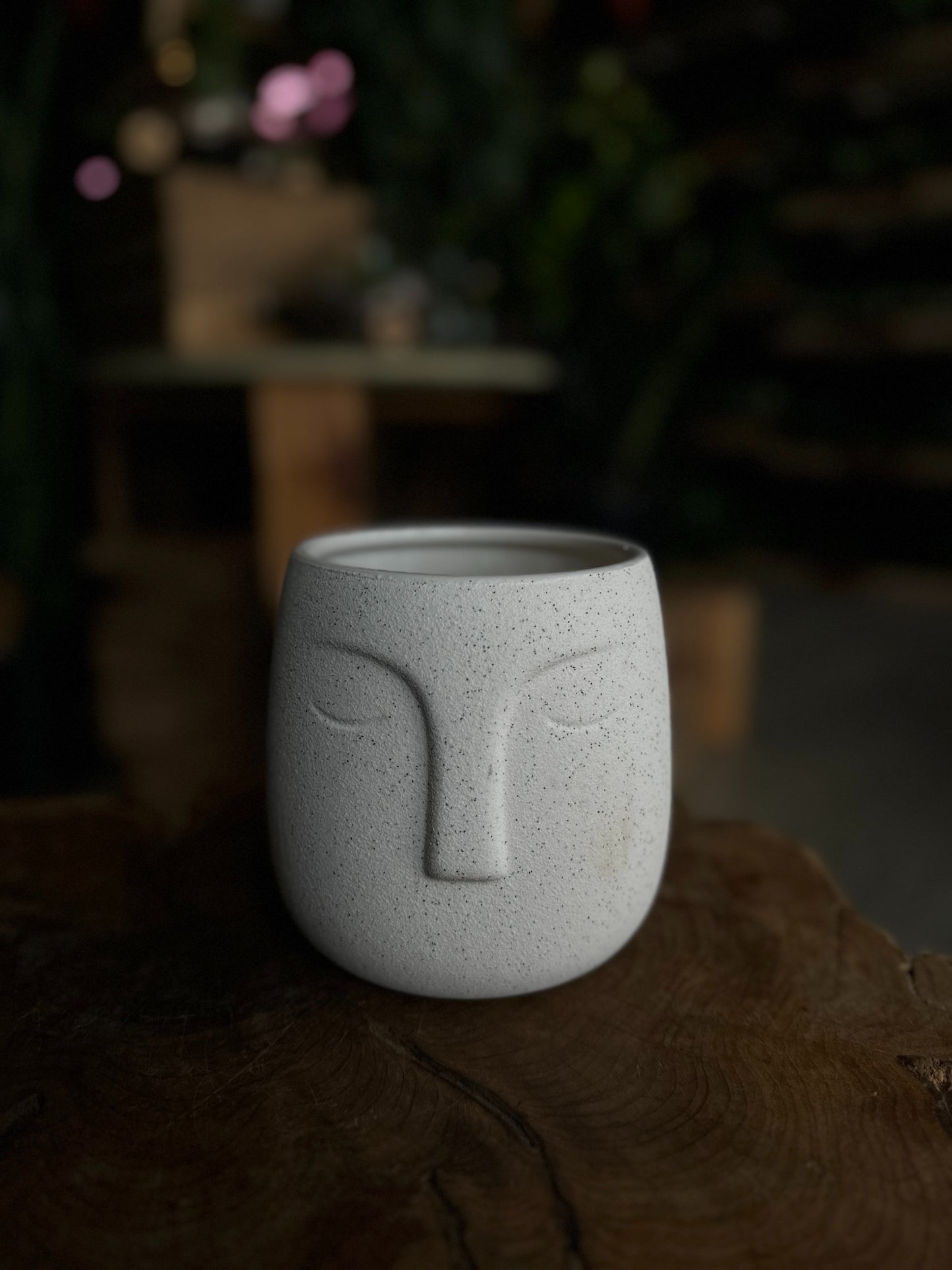 White Moai Face Pot 4.5”