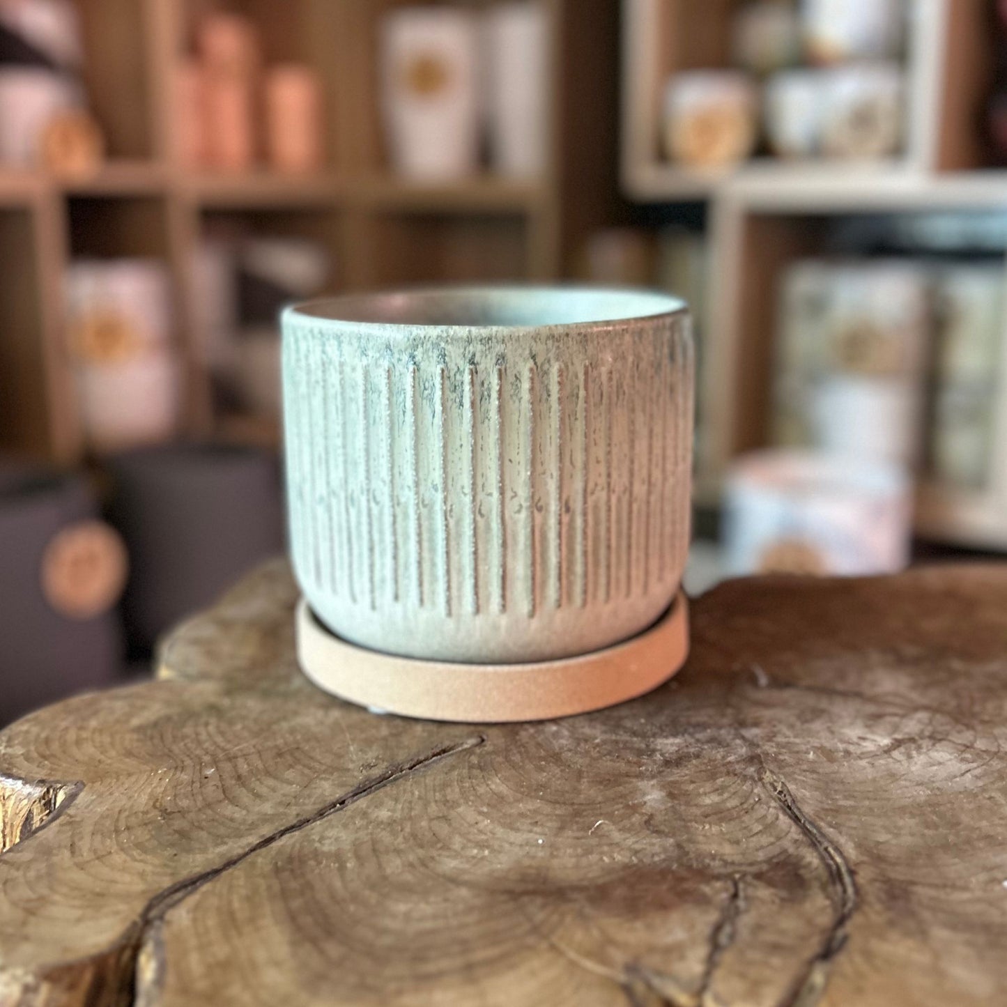 Grooved Pot w/Saucer 5"