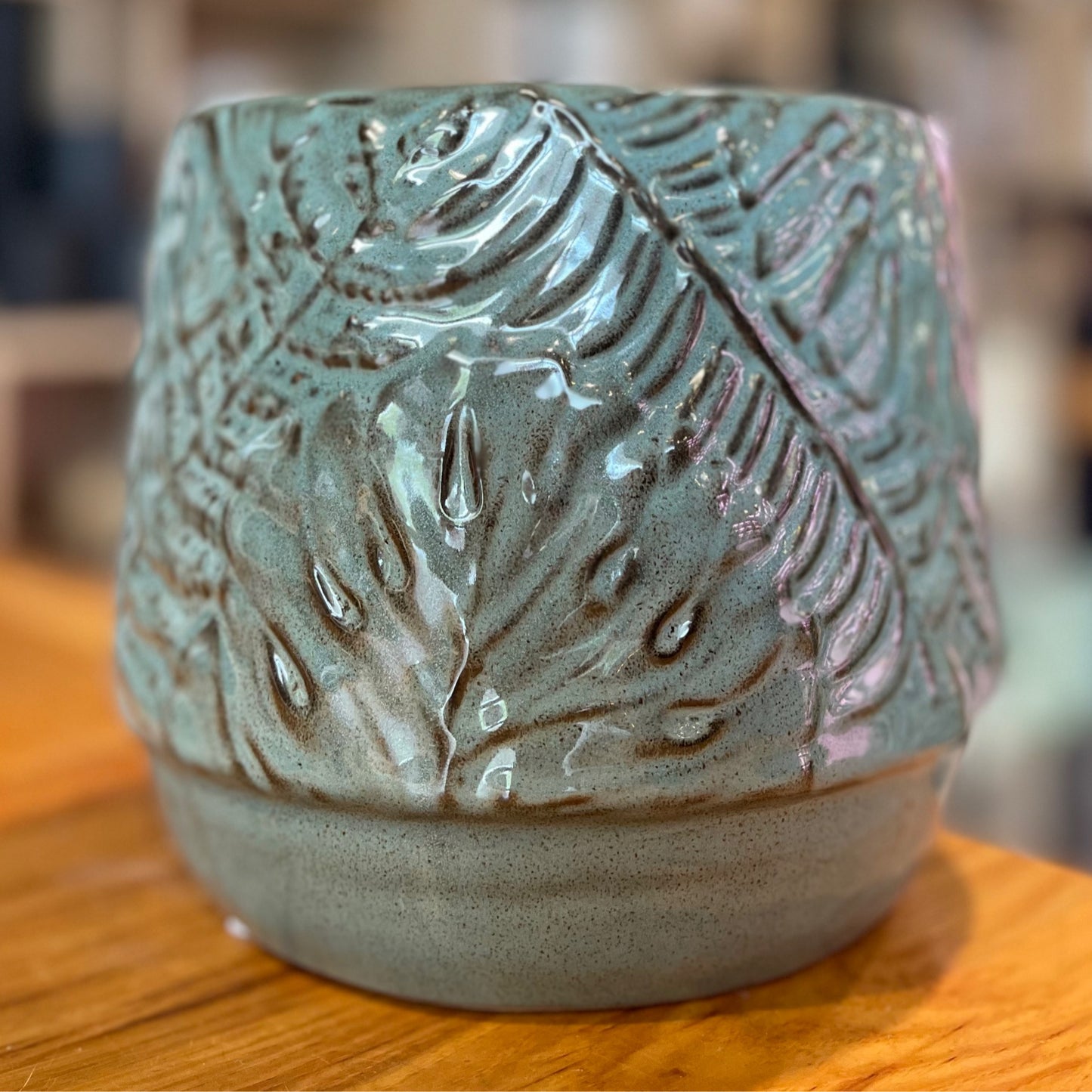 Blue Fern Pot 8"
