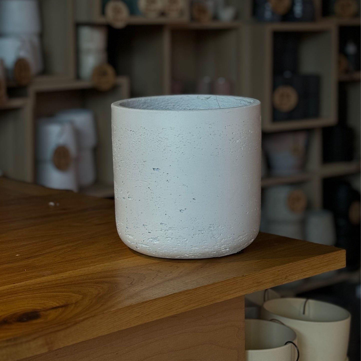 Charlie Pot White Washed Medium 6”