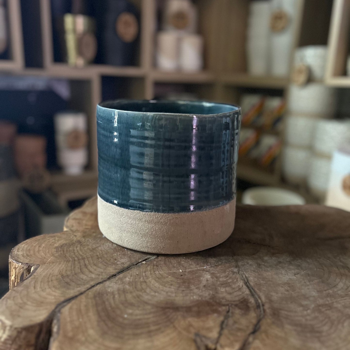 Glazed + Sand Pot 8"