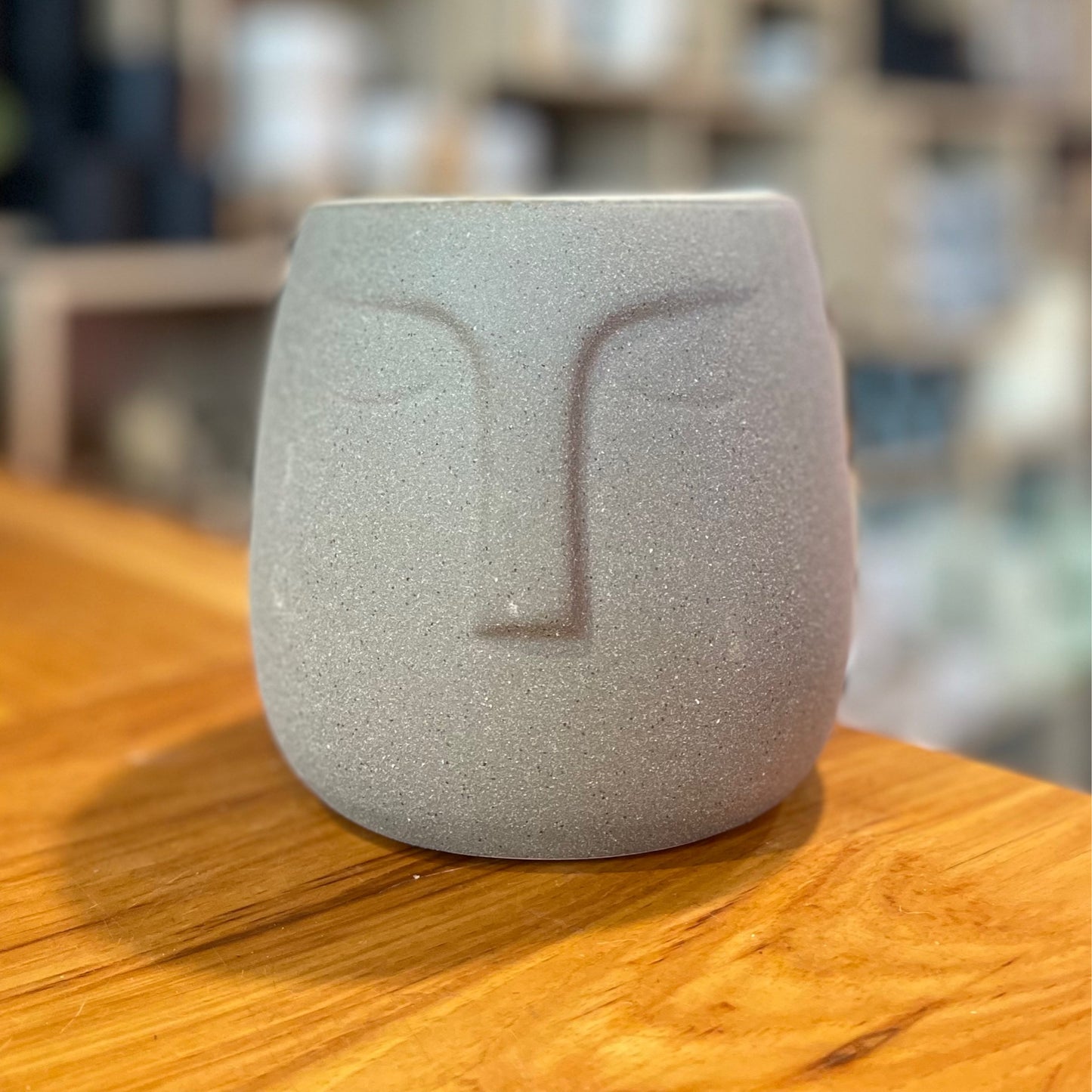 Grey Moai Face Pot 4.5”