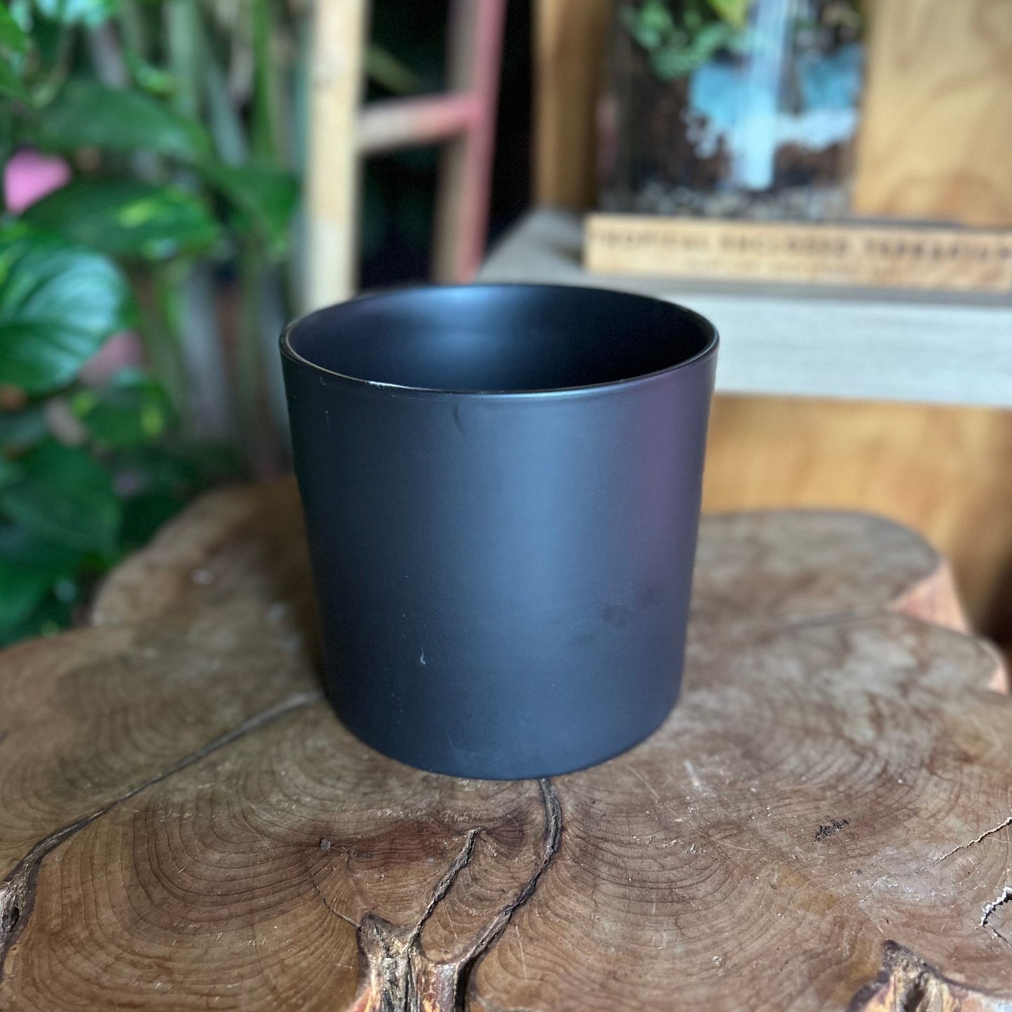 Black Cylinder Pot 6”