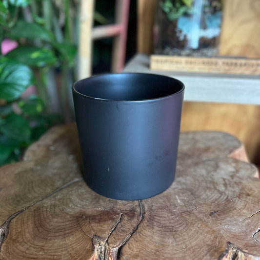 Black Cylinder Pot 6”