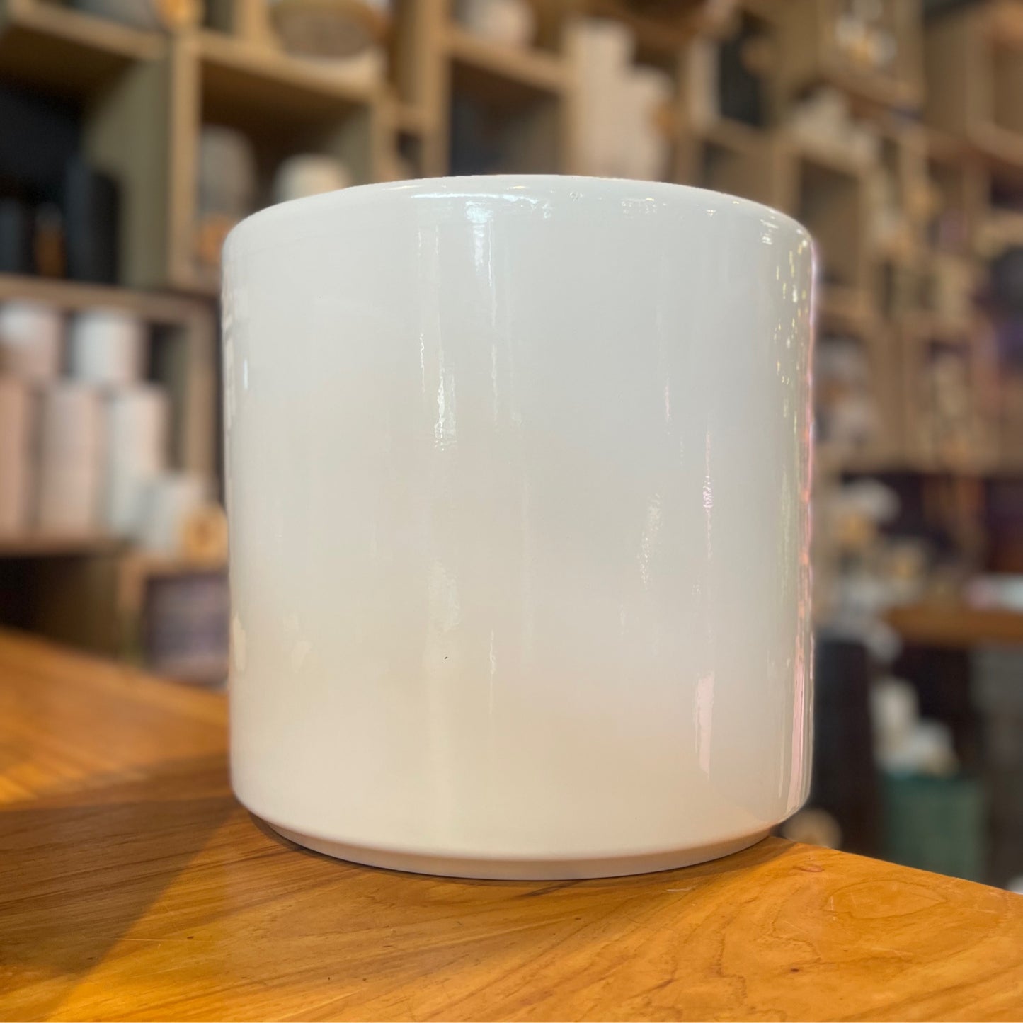 SK Shiny White Cylinder Pot 10”