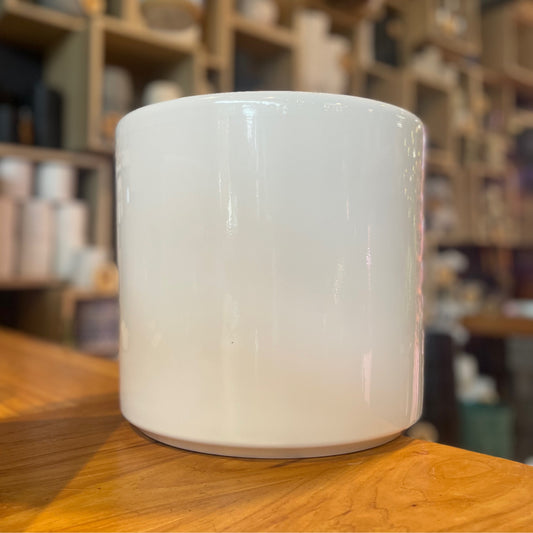 SK Shiny White Cylinder Pot 10”