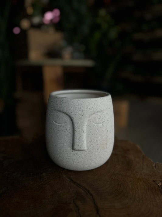 White Moai Face Pot 4.5”