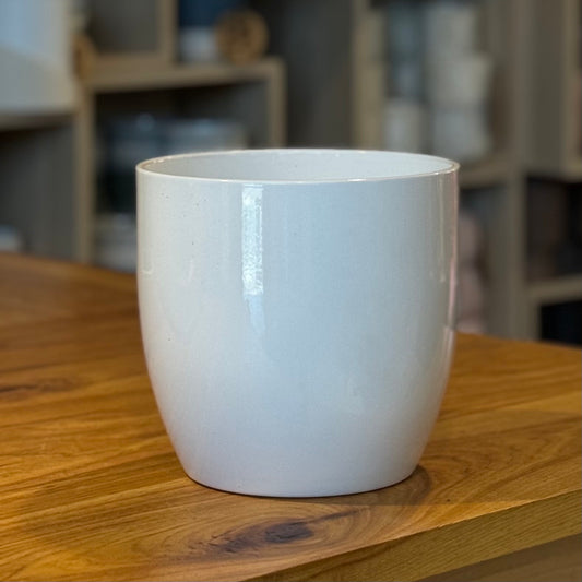 Shiny White Pot 6”