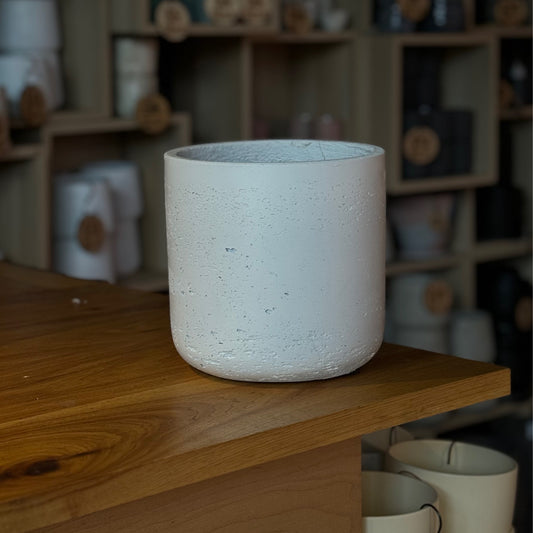 Charlie Pot White Washed Medium 6”