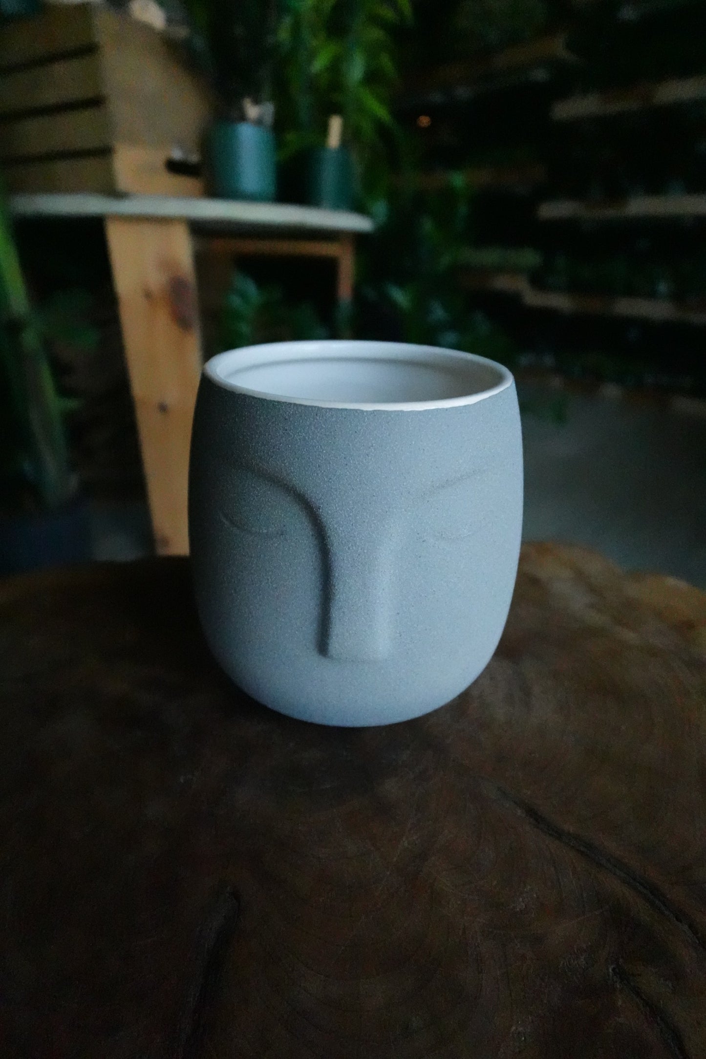 Grey Moai Face Pot 4.5”