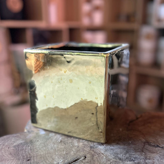 Gold Cube Pot 6”