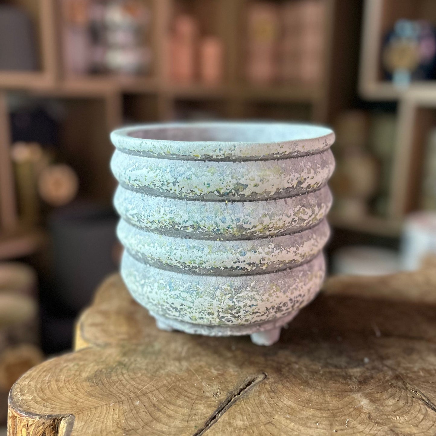 Cement Footed Pot 5”
