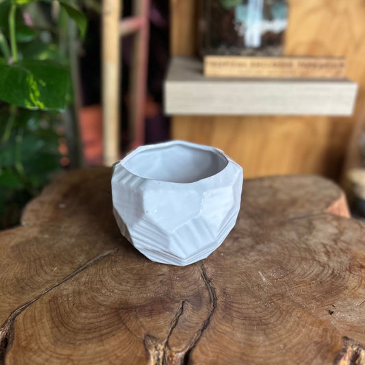 White Geometric Pot 4.5"