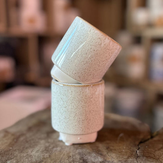 Cream Cylinder Pot w/ Base 2.5”