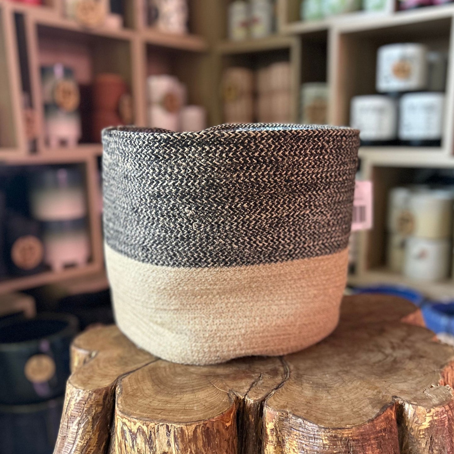 Black Jute Basket 10"