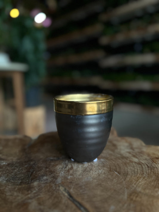 Slate Blue Pot w/ Gold Rim 4"