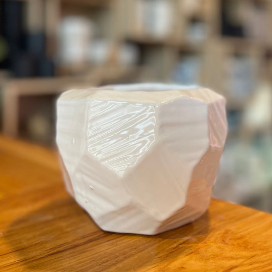 White Geometric Pot 5"