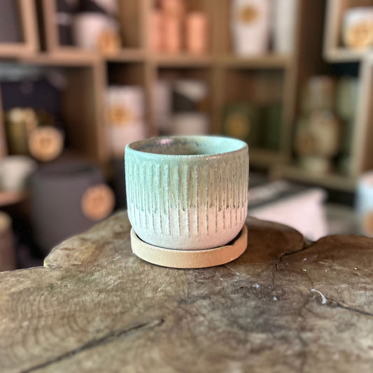 Grooved Pot w/Saucer 4"