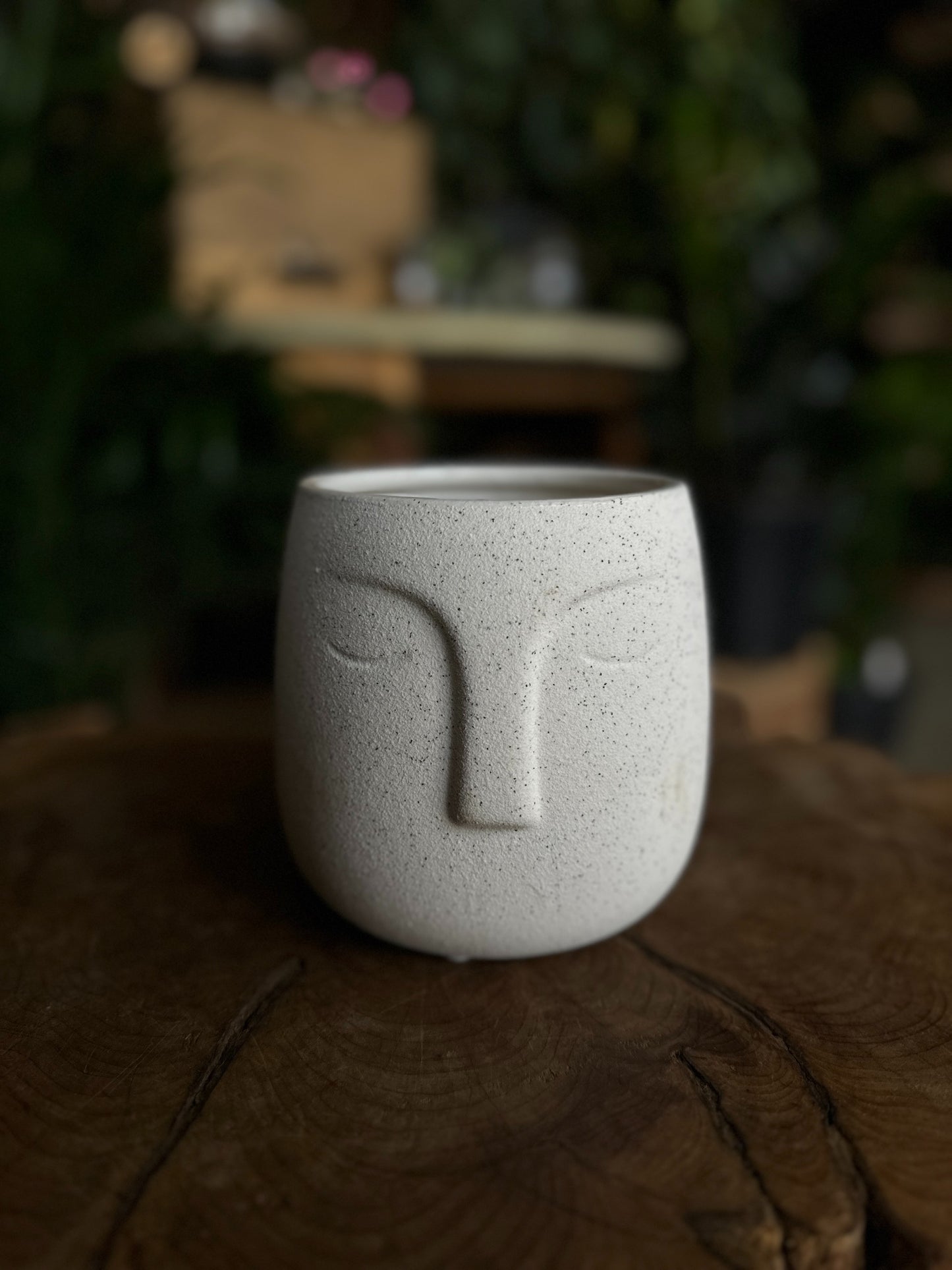 Grey Moai Face Pot 4.5”