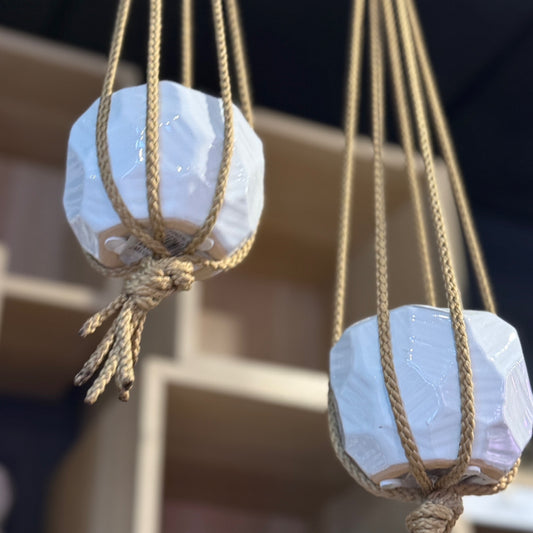 White Geometric Hanging Pot 2.5"